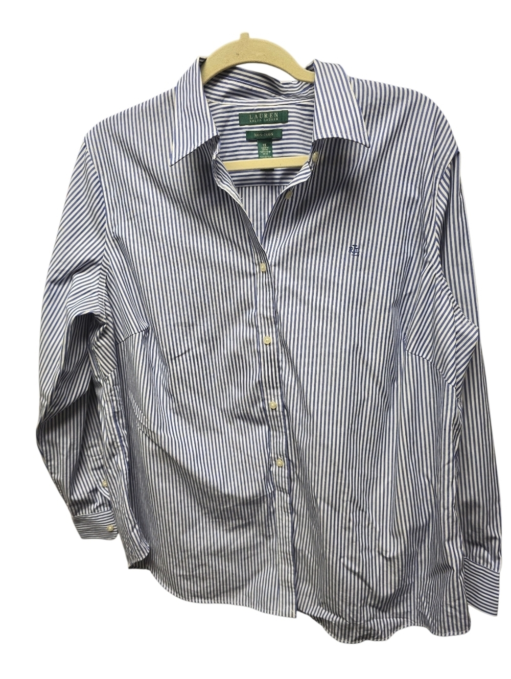 Lauren Ralph Lauren Long Slv Career Striped Button Up Wms. Cotton Shirt Sz.1X